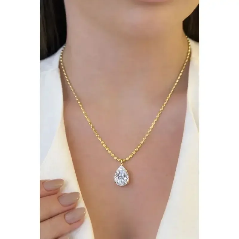 COLAR FOLHEADO GOTA ZIRCONIA CRISTAL — foto 1