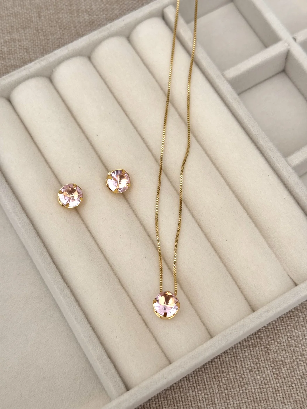 CONJUNTO PONTO DE LUZ ROSA 8MM — foto 1